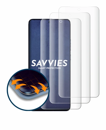 Abbildung des Geräts Motorola Edge 50 Pro mit einer Vielzahl des Displayschutzes.