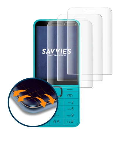 Abbildung des Geräts Nokia 235 4G (2024) mit einer Vielzahl des Displayschutzes.