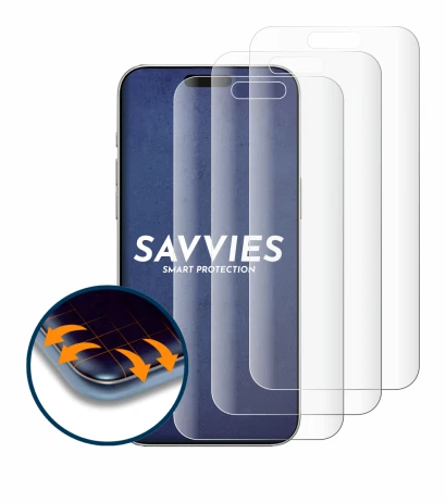 Abbildung des Geräts Apple iPhone 16 mit einer Vielzahl des Displayschutzes.