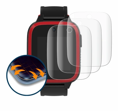 Abbildung des Geräts Xplora Let's Go mit einer Vielzahl des Displayschutzes.