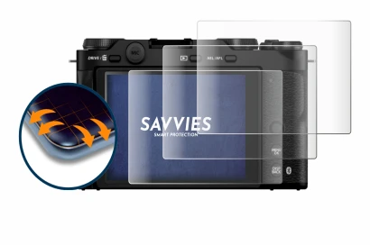 Abbildung des Geräts Fujifilm X-M5 mit einer Vielzahl des Displayschutzes.