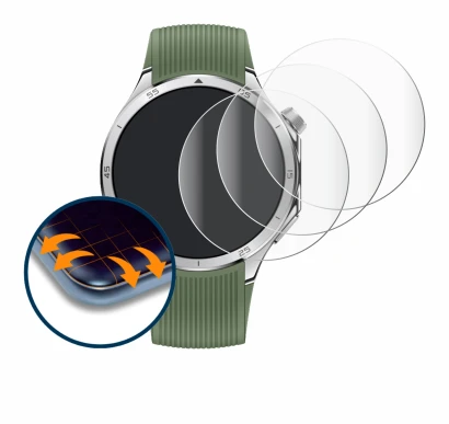 Abbildung des Geräts OnePlus Watch 3 mit einer Vielzahl des Displayschutzes.