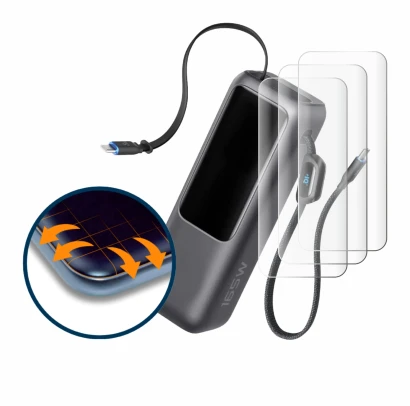 Abbildung des Geräts Anker Laptop Powerbank A1695 mit einer Vielzahl des Displayschutzes.