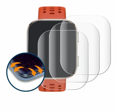 Abbildung des Geräts Huami Amazfit Bip 6 mit einer Vielzahl des Displayschutzes.