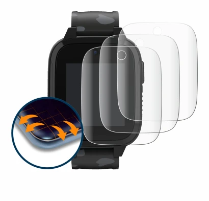 Abbildung des Geräts Xplora XGO3 (2. Gen.) mit einer Vielzahl des Displayschutzes.