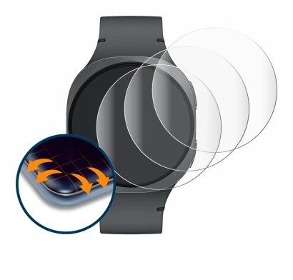 Abbildung des Geräts Samsung Galaxy Watch 8 (40 mm) mit einer Vielzahl des Displayschutzes.