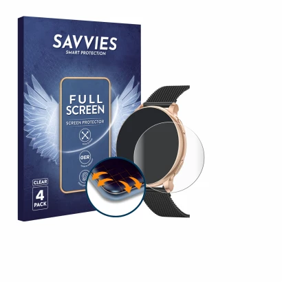 Vorderseite einer Produktverpackung mit dem Markenlogo Savvies. Daneben ist das Gerät Sanorum G58 1.27" mit dem zugehörigen Di