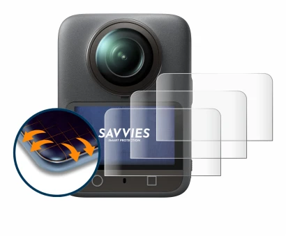 Abbildung des Geräts DJI Osmo 360 mit einer Vielzahl des Displayschutzes.