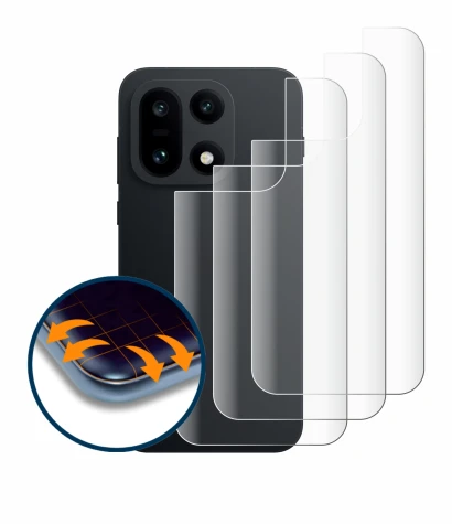 Abbildung des Geräts OnePlus 15 (Rückseite) mit einer Vielzahl des Displayschutzes.