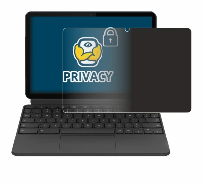 Abbildung des Geräts Lenovo IdeaPad Duet Chromebook 10.1" (im Querformat) mit einer Vielzahl des Displayschutzes.