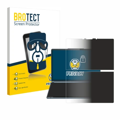 Vorderseite einer Produktverpackung mit dem Markenlogo BROTECT. Daneben ist das Gerät Lenovo Yoga Book 9i Gen 9 mit dem zugehö