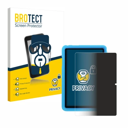 Vorderseite einer Produktverpackung mit dem Markenlogo BROTECT. Daneben ist das Gerät Blackview Tab 8 Kids mit dem zugehörigen