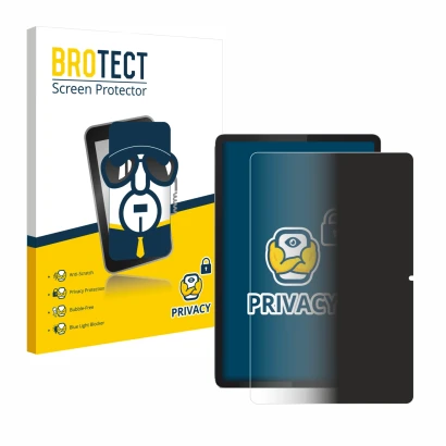 Vorderseite einer Produktverpackung mit dem Markenlogo BROTECT. Daneben ist das Gerät Lenovo Tab 2025 10.1" mit dem zugehörige