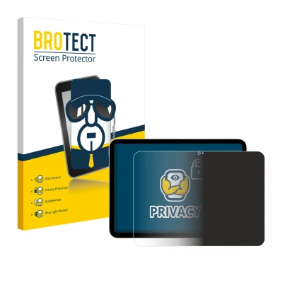 Vorderseite einer Produktverpackung mit dem Markenlogo BROTECT. Daneben ist das Gerät Apple iPad A16 11" 2025 (11. Gen.) mit d