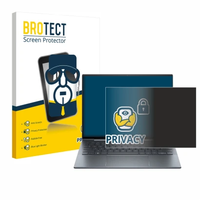 Vorderseite einer Produktverpackung mit dem Markenlogo BROTECT. Daneben ist das Gerät HP Dragonfly 13.5" G4 Non-Touch mit dem 
