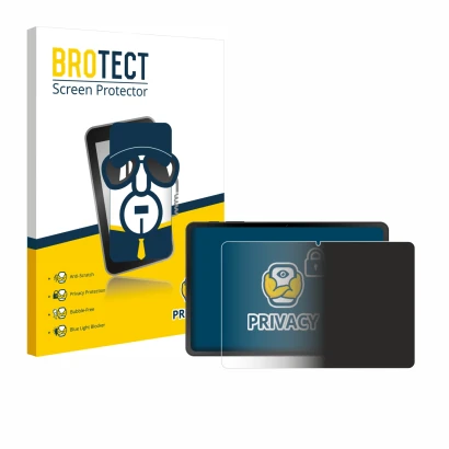 Vorderseite einer Produktverpackung mit dem Markenlogo BROTECT. Daneben ist das Gerät Doogee Tab A9 mit dem zugehörigen Displa