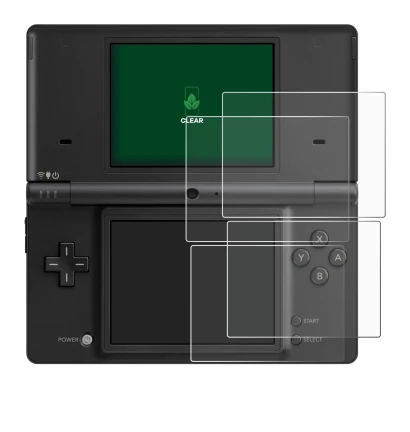 Abbildung des Geräts Nintendo DSi mit einer Vielzahl des Displayschutzes.