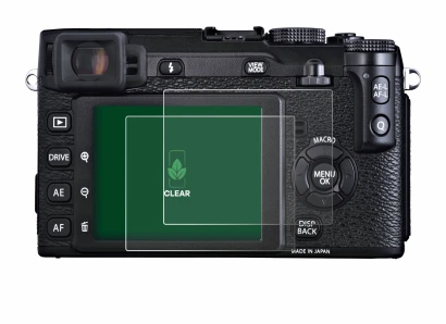 Abbildung des Geräts Fujifilm X-E1 mit einer Vielzahl des Displayschutzes.