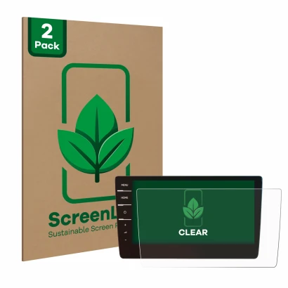 Vorderseite einer Produktverpackung mit dem Markenlogo ScreenLeaf. Daneben ist das Gerät Volkswagen Golf 7 Discover Pro 9.2" 2