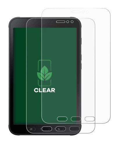 Abbildung des Geräts Samsung Galaxy Tab Active 2 mit einer Vielzahl des Displayschutzes.