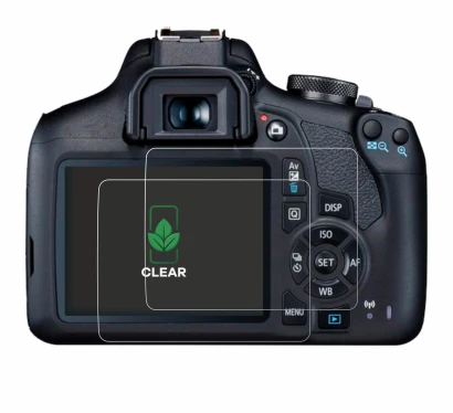 Abbildung des Geräts Canon EOS 2000D mit einer Vielzahl des Displayschutzes.