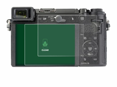 Abbildung des Geräts Panasonic Lumix DC-GX9 mit einer Vielzahl des Displayschutzes.