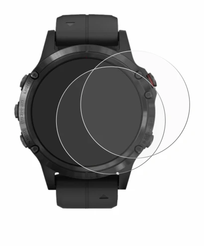 Abbildung des Geräts Garmin Fenix 5 Plus (47 mm) mit einer Vielzahl des Displayschutzes.