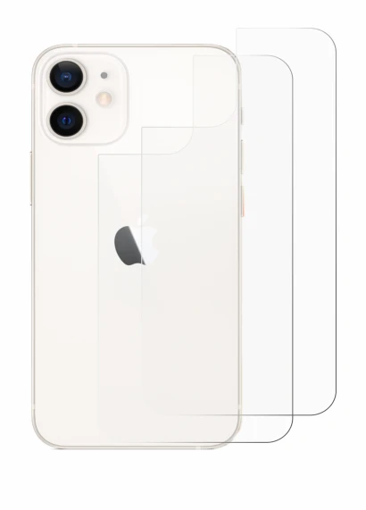 Abbildung des Geräts Apple iPhone 12 mini (Rückseite) mit einer Vielzahl des Displayschutzes.