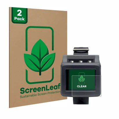Vorderseite einer Produktverpackung mit dem Markenlogo ScreenLeaf. Daneben ist das Gerät Uwatec Galileo G2 mit dem zugehörigen