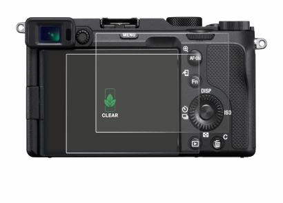 Abbildung des Geräts Sony A7C mit einer Vielzahl des Displayschutzes.