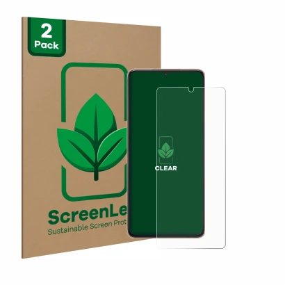Vorderseite einer Produktverpackung mit dem Markenlogo ScreenLeaf. Daneben ist das Gerät Samsung Galaxy S21 Ultra 5G mit dem z