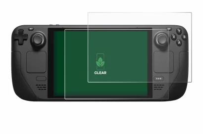 Abbildung des Geräts Valve Steam Deck mit einer Vielzahl des Displayschutzes.