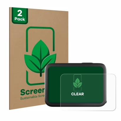 Vorderseite einer Produktverpackung mit dem Markenlogo ScreenLeaf. Daneben ist das Gerät GoPro Hero 10 Black mit dem zugehörig