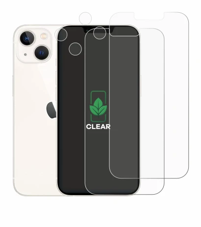 Abbildung des Geräts Apple iPhone 13 (Display+Kamera) mit einer Vielzahl des Displayschutzes.