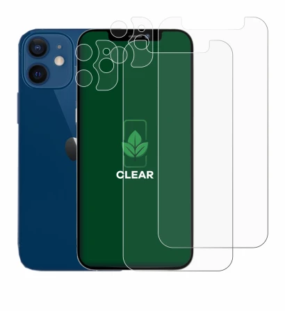 Abbildung des Geräts Apple iPhone 12 mini (Display+Kamera) mit einer Vielzahl des Displayschutzes.