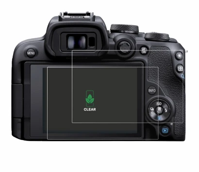 Abbildung des Geräts Canon EOS R10 mit einer Vielzahl des Displayschutzes.