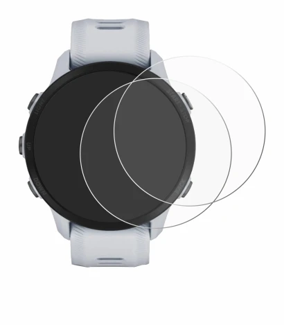 Abbildung des Geräts Garmin Forerunner 955 Solar mit einer Vielzahl des Displayschutzes.