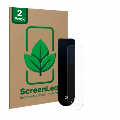 Vorderseite einer Produktverpackung mit dem Markenlogo ScreenLeaf. Daneben ist das Gerät Xiaomi Mi 3 E-Scooter mit dem zugehör