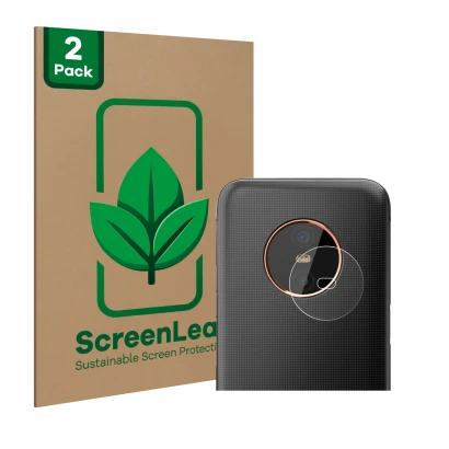 Vorderseite einer Produktverpackung mit dem Markenlogo ScreenLeaf. Daneben ist das Gerät Gigaset GX6 (NUR Kameraschutz) mit de