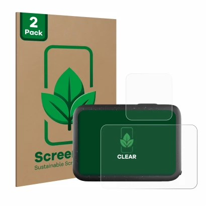 Vorderseite einer Produktverpackung mit dem Markenlogo ScreenLeaf. Daneben ist das Gerät GoPro Hero 12 Black mit dem zugehörig