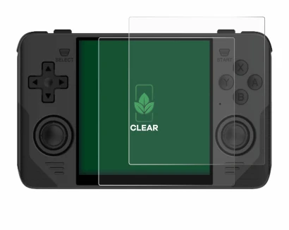 Abbildung des Geräts Powkiddy RGB30 mit einer Vielzahl des Displayschutzes.