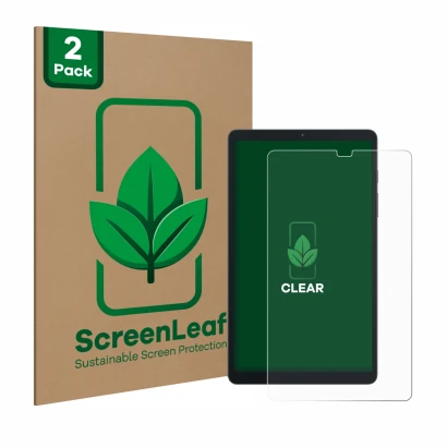 Vorderseite einer Produktverpackung mit dem Markenlogo ScreenLeaf. Daneben ist das Gerät Blackview Tab 60 8.68
