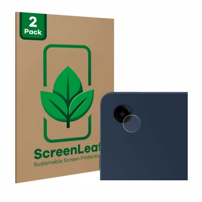 Vorderseite einer Produktverpackung mit dem Markenlogo ScreenLeaf. Daneben ist das Gerät Samsung Galaxy Tab A9 Plus WiFi (NUR 