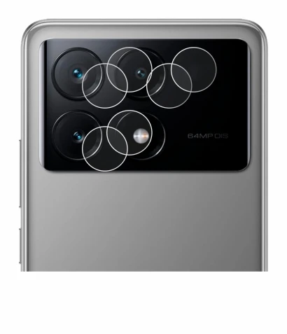 Abbildung des Geräts Xiaomi Poco X6 Pro (NUR Kameraschutz) mit einer Vielzahl des Displayschutzes.