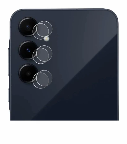 Abbildung des Geräts Samsung Galaxy A55 5G (NUR Kameraschutz) mit einer Vielzahl des Displayschutzes.