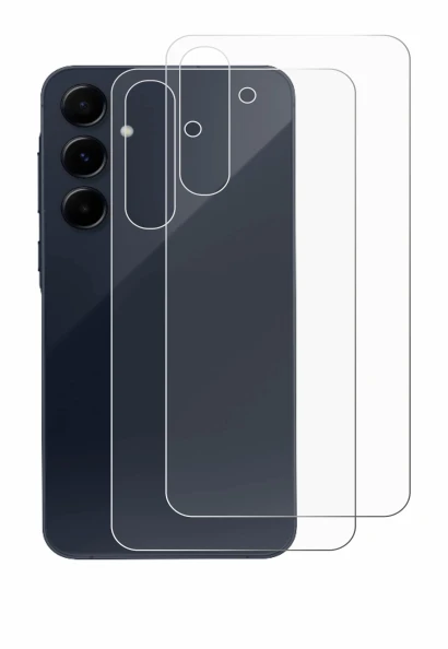 Abbildung des Geräts Samsung Galaxy A55 5G (Rückseite) mit einer Vielzahl des Displayschutzes.