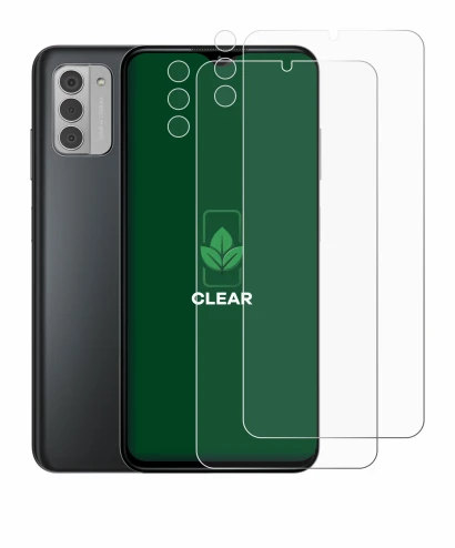 Abbildung des Geräts Nokia G42 5G (Display+Kamera) mit einer Vielzahl des Displayschutzes.