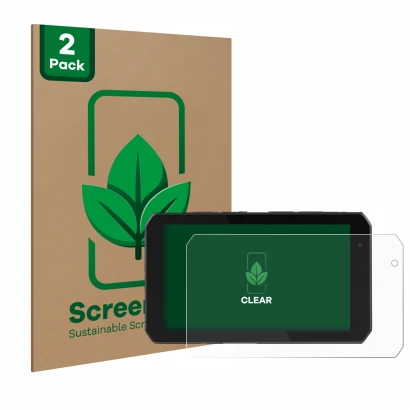 Vorderseite einer Produktverpackung mit dem Markenlogo ScreenLeaf. Daneben ist das Gerät Chigee AIO-5 Play mit dem zugehörigen