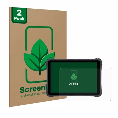 Vorderseite einer Produktverpackung mit dem Markenlogo ScreenLeaf. Daneben ist das Gerät Topicon MDT865 mit dem zugehörigen Di