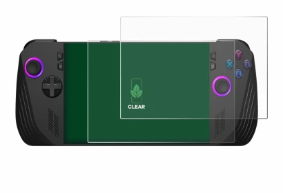 Abbildung des Geräts ASUS ROG Ally X (2024) mit einer Vielzahl des Displayschutzes.